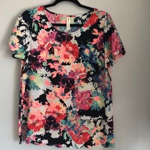Black floral blouse